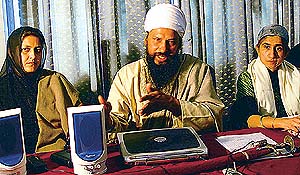 Bibi Harjinder Kaur, Jathedar Ishar Singh and Bibi Majinderjit Kaur at a press conference in Chandigarh on Friday.