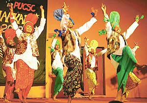 A bhangra team performs at ‘Jhankar-2003’ in Panjab University, Chandigarh, on Friday.