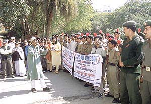 NCC cadets presenting an AIDS awareness roadshow at Okhla