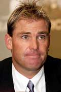 Australian legspinner Shane Warne reacts during a Press conference