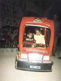 A toy solar car at the Garden of Five Senses