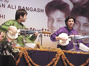 Sarod maestro Amjad Ali Khan�s sons Amaan Ali Bangash and Ayaan Ali Bangash at a concert