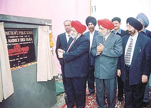N. S. Gujral laying the foundation stone of the new building of St Mathew�s Public School