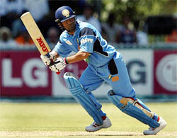 India's Sachin Tendulkar flicks a ball
