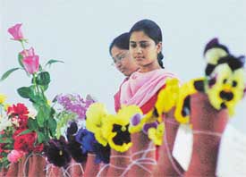 Visitors at a flower show in Punjab Agricultural University