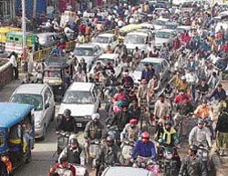A heavily congested road of Ludhiana