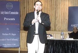 Matthew W Ragas speaking on cult branding at the Amity School of Communication, Noida