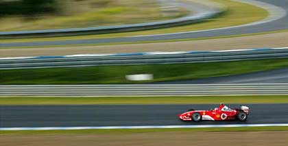 Ferrari's German driver Michael Schumacher speeds during a training session