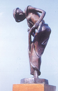 A creation of Niranjan Pradhan on display at an exhibition held in the memory of late B.C. Sanyal 