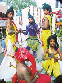 A Shivratri-eve procession being taken out