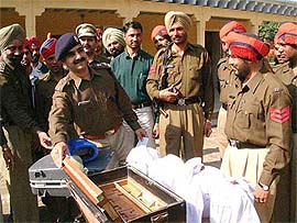 The police shows a harmonium