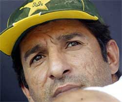 Wasim Akram looks out of the bus window 
