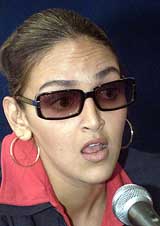 Bollywood star Esha Deol speaks during a news conference