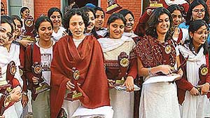 Students of MCM DAV College for Women at their annual prize distribution function in Chandigarh