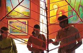 Students of the Government College of Art, Sector 10, at their annual art exhibition being held on the college premises in Chandigarh