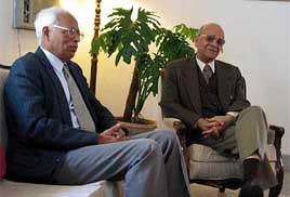 Indian Government interlocutor on Kashmir N. N. Vohra calls on J&K Governor Girish Chander Saxena in Jammu
