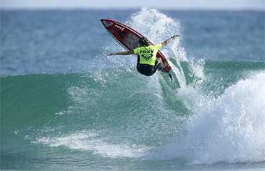 Sofia Mulanovich of Peru competes to advance to the third round in the Roxy Pro surfing championship