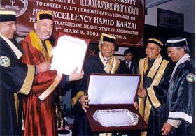 Afghanistan President Hamid Karzai receives the honorary degree