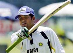 India's Sachin Tendulkar hits a ball during a practice session 