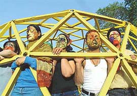 Students of the College of Architecture participate in the face-paint competition at "Archo-2003" in Chandigarh