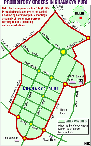 Prohibitory orders in Chanakya Puri