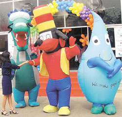 Toon characters during an Indian Association of Amusement Park and Industries Trade Show 2003