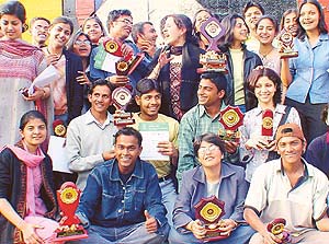 Students of the Chandigarh College of Architecture after the prize distribution function that marked the conclusion of Archo-2003 in Chandigarh 