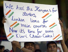 Indian cricket fans cheer their side in Centurion 