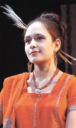 A student at a fashion show held at the Ahimsa Women�s Polytechnic during its Annual Day-cum-Convocation 