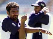 Muttiah Muralitharan works out in Port Elizabeth