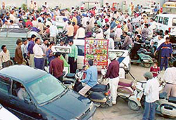 Not the US-led war on Iraq, but the proposed indefinite strike by petroleum dealers led to panic buying at petrol stations on Wednesday 