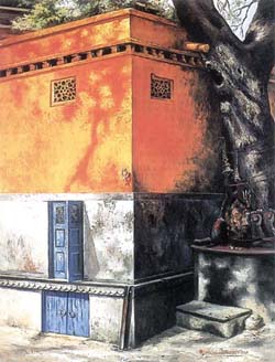 Temple Katha - A painting by Krishnendu Porel