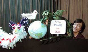Ventriloquist puppeteer Ramdas Padhaye gets his puppets to send a message of peace