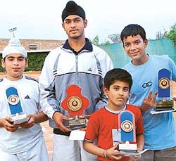 Winners of Mount Carmel Total Tennis Tournament with their prizes at Mount Carmel School, Sector 47, in Chandigarh