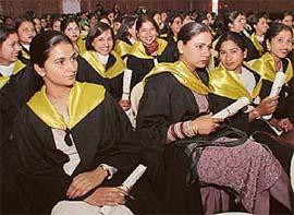 Students of Guru Gobind Singh College for Women during their annual convocation in Chandigarh