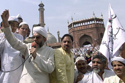 he Shahi Imam of Jama Masjid, Syed Ahmed Bukhari, addresses a gathering