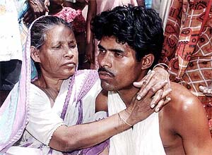 The 27-year-old Shankar Sardar with his mother Alo Rani at their Habra residence