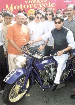 Jyotiraditya M. Scindia at the first-ever Vintage Motorcycle Rally