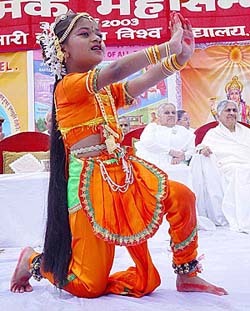 A child artiste performs Kathak dance