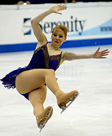 Sarah Hughes of the USA falls during her performance