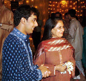 Rohan Gavaskar with Jaya Bachchan on the occasion of his engagement