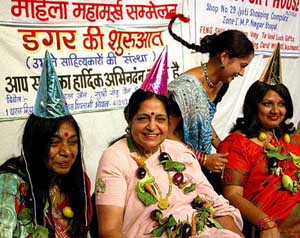 Contestants of the Women Foolish Convention clown during a function