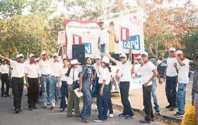A view of the Air Tel roadshow in Chandigarh for launching Air Tel magic I-card targeted at the youth and has all the features that make it a "must have" for anyone who is young, claims the company