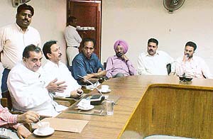 Minister for Higher Education Harnam Das Johar during an interaction between government officials and members of public in Ludhiana 