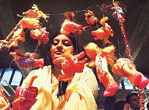 A student of final year graphics with her installation