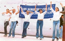 Students present a dance at an old students� reunion held at Guru Nanak Girls College