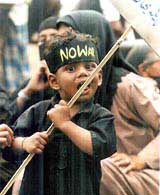 A Muslim child at an anti-US demonstration