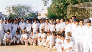 Players before cricket trials at the Arya College for Boys