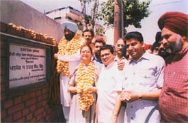 Mayor Nahar Singh Gill with Ms Amrit Varsha Rampal, councillor of Sarabha Nagar