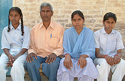 Puja Rani (extreme left), who topped the Punjab School Education Board class V examinations, along with her parents